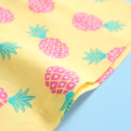 Babyhug Cotton Knit Sleeveless Top With Pineapple Print & Frill Detailing - Yellow image 4