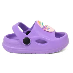 Yellow Bee Solid Slingback Rainbow & Unicorn Applique Detailed Clogs - Purple image 5