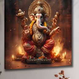 Livin'luxe Brown Lord Ganesha Canvas Religious Wall Art-picture-11