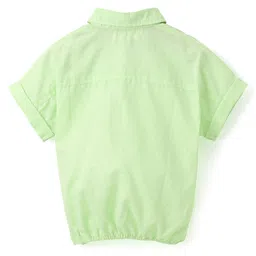 arias by lara dutta Arias Cotton Linen Half Sleeves Shirt With Front Tie Knot - Light Green image 5