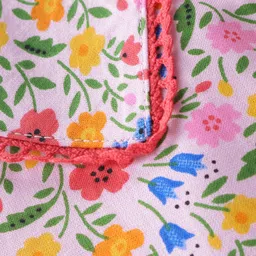 Babyhug Rayon Woven Full Sleeves Floral Printed with Frill & Lace Detailing Top - White image 5