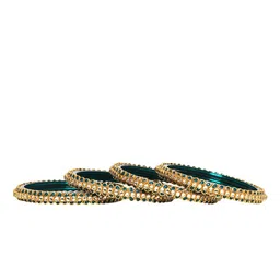 KOTTIAR CREATIONS Set Of 4 Crystals Stone Studded Fancy Design Glass Kada Bangles-picture-11