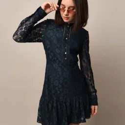 Only Navy Lace A Line Dress-image-30