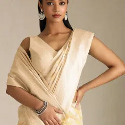 Soch Beige Tussar Woven Design Saree With Stitched Blouse image 4