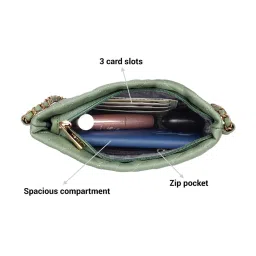 Mochi Light Green Stylish Spacious Quilted Medium Cross Body Bag image 4