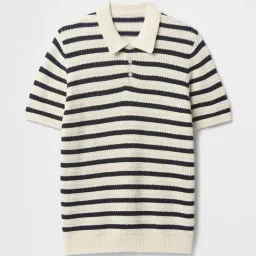 GAP White Cotton Regular Fit Striped T-Shirt image 4