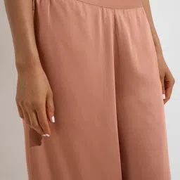 Zuba by Westside Dusty Peach Solid Palazzos image 4