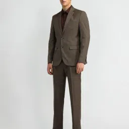 Arrow Brown Terylene Tailored Fit Self Formal Suit-picture-8