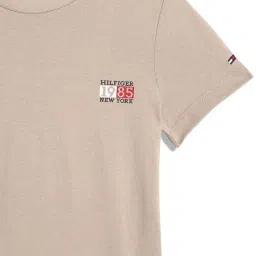 Tommy Hilfiger Beige Solid Cotton Jersey Boys T-Shirt image 4