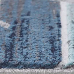 Obsessions Dark Blue & Grey Blue Polypropylene Bedside Runner - Small image 4