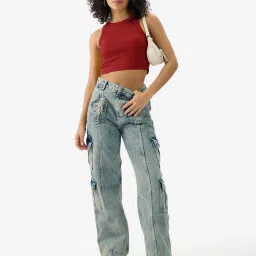 The Souled Store Red Slim Fit Tank Top image 4