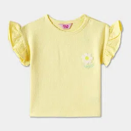 R&B Kids Yellow Embroidery Regular Fit Top & Shorts Set image 3