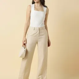 Allen Solly Beige Solid Trousers image 4