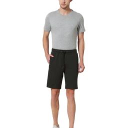 Van Heusen Athleisure Regular Fit Zipper Pocket Side Contrast Tape Solid Knit Shorts - Military-picture-48