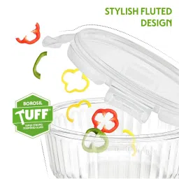 Borosil Transparent 620 ml Borosilicate Glass Round Container image 4