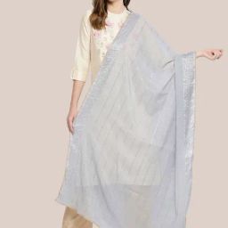 Dupatta Bazaar Silver Self Pattern Dupatta-picture-19