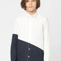 Jack & Jones Junior White & Grey Cotton Color Block Full Sleeves Shirt-picture-41