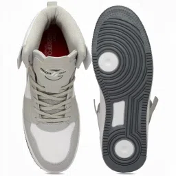 Asian Men's Grey & White Ankle High Sneakers image 4