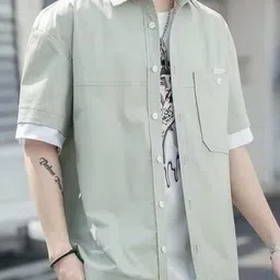 KPOP Spread Collar Short Sleeves Casual Shirt image 3