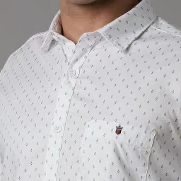 Louis Philippe Jeans White Cotton Slim Fit Printed Shirt image 4
