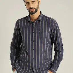 Indian Terrain Grey Slim Fit Striped Shirt-picture-33