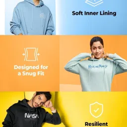 Bewakoof Black Relaxed Fit Graphic Oversized Hoodie image 4