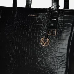 Allen Solly Black Textured Medium Tote Handbag image 4