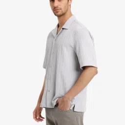 Rare Rabbit Grey Flared Fit Striped Shirt image 4