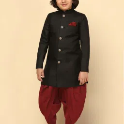 KISAH Boys Black Solid Full Sleeves Indowestern Sets image 4