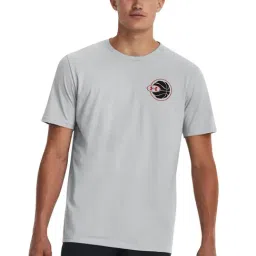 Under Armour Grey Cotton Loose Fit Printed Sports T-Shirt-image-33