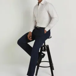 Allen Solly Cream Cotton Regular Fit Self Pattern Shirt image 4