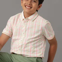 Under Fourteen Only Kids Neon Green Cotton Chequered Shirt image 4