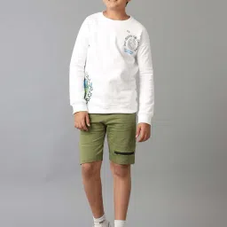 Under Fourteen Only Kids Olive Green Cotton Slim Fit Full Sleeves Short image 4