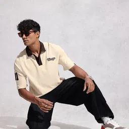 WROGN Polo Collar Drop-Shoulder Sleeves Pure Cotton T-shirt image 3