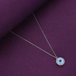 Kai Jewel Sterling Silver Circular Diamond Studded Ring Evil Eye Chain Necklace-picture-7