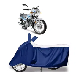 Auto Pearl Two Wheeler Cover for TVS Victor - White, Blue-picture-21