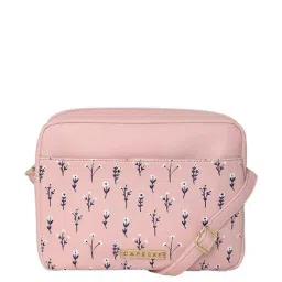 Caprese Pensa Powder Pink Faux Leather Floral Sling Handbag-picture-34