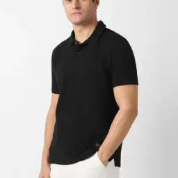 Van Heusen Black Cotton Regular Fit Polo T-Shirt image 3