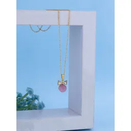 SZN Elegant Set Of 2 Gold-Plated Artificial Stones Studded Circular Pendants With Chains image 4