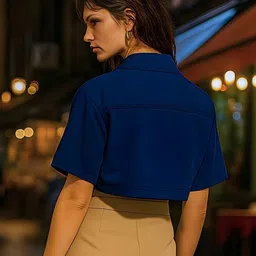 don't be basic Tie-Up Neck Cotton Crop Top image 3