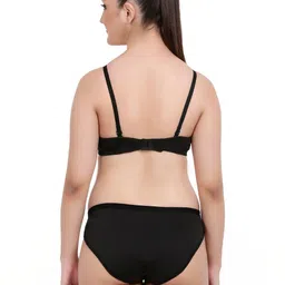 samvar Women Green,Black Cotton Bra Panty Set for Lingerie Set Undergarments Pack of 2 image 1