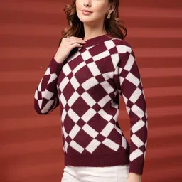 all about you Women Argyle Woollen Pullover image 2