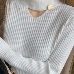 StyleCast Women Ribbed High Neck Long Sleeve Pullover Sweater image 2