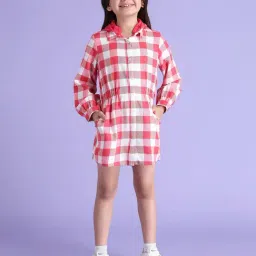 U.S. Polo Assn. Girls Pink & White Checks Full Sleeves Shirt Dress-picture-13