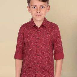 Allen Solly Boys Red Cotton Polyblend Printed Shirt-picture-14