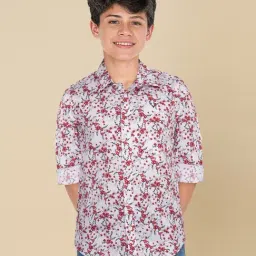 Allen Solly Boys White Cotton Polyblend Printed Shirt-image-7