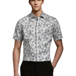 Louis Philippe White Slim Fit Floral Print Shirt-picture-32