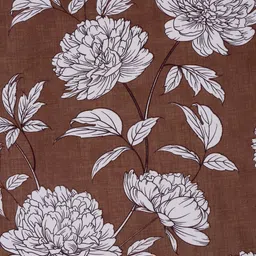 Arrabi Brown & White Floral Printed 310 TC King Bedsheet Set-2.54 m x 2.18 m image 5