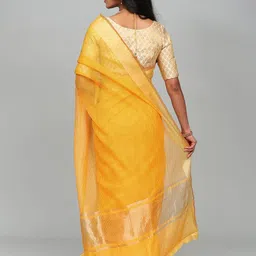 Exotic India Striped Zari Art Silk Banarasi Saree image 4