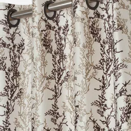 AJISH Brown & White Set of 2 Floral Door Curtain image 2